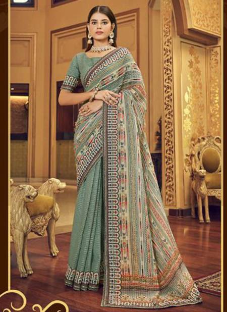 Sea Green Colour Imperrial Vol 7 Arya New Latest Printed Daily Wear Georgette Saree Collection 29004